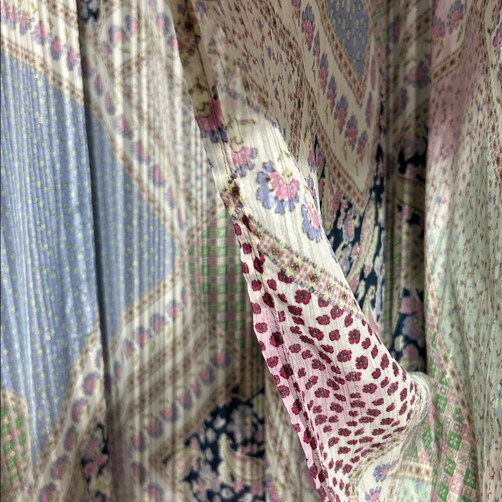 Three Bird Nest Floral Patchwork Long Kimono In P… - image 6